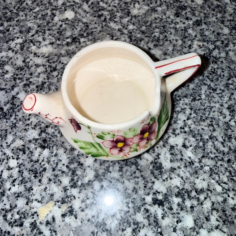 Unbranded Vintage Teapot Spoon Rest Trinket Dish Small Cream Floral Ceramic